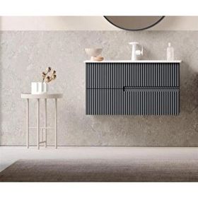 Orka Moonlight 90 cm Antrasit Banyo Dolabı Alt Modül ve Lavabo