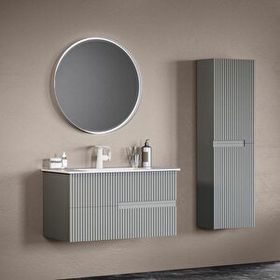 Orka Moonlight ORKA5003390 Mat Gri Lake 90 cm Banyo Dolabı Takımı