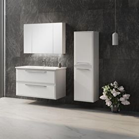 Orka Nuvola 100 cm Parlak Lake Beyaz Banyo Dolabı Takımı