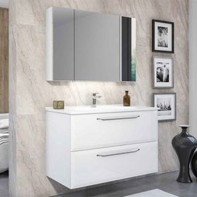 Orka Nuvola 100 cm Parlak Lake Beyaz Banyo Dolabı Takımı