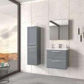 Orka Nuvola 65 cm Parlak Lake Gri Banyo Dolabı Takımı