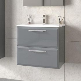 Orka Nuvola 65 cm Parlak Lake Gri Banyo Dolabı Takımı