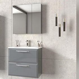 Orka Nuvola 65 cm Parlak Lake Gri Banyo Dolabı Takımı