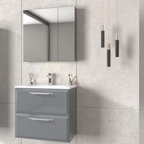 Orka Nuvola 65 cm Parlak Lake Gri Banyo Dolabı Takımı