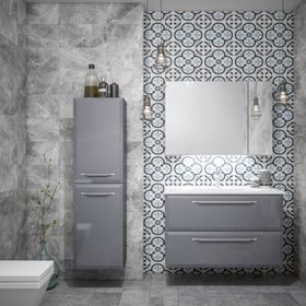 Orka Nuvola 80 cm Parlak Lake Gri Banyo Dolabı Takımı