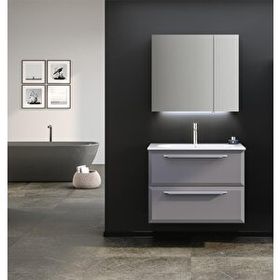 Orka Nuvola 80 cm Parlak Lake Gri Banyo Dolabı Takımı