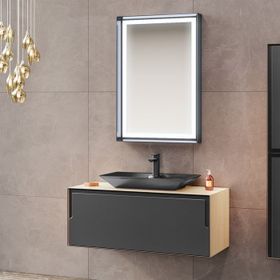 Orka ORKA5000144 Craft Meşe Antrasit 100 cm Banyo Dolabı Takımı