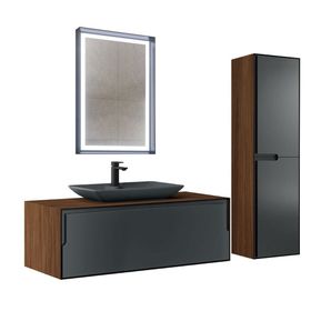 Orka ORKA5000147 Craft Ceviz Antrasit 120 cm Banyo Dolabı Takımı