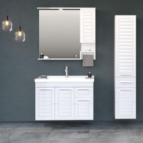 Orka ORKA5002514 Perge Beyaz 100 cm Banyo Dolabı Takımı