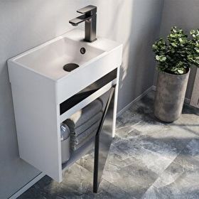 Orka ORKA5003265 Yedisu Parlak Siyah 45 cm Banyo Dolabı Takımı