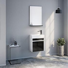 Orka ORKA5003265 Yedisu Parlak Siyah 45 cm Banyo Dolabı Takımı