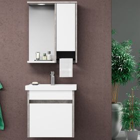 Orka ORKA5003340 Aydos Retro Gümüş 55 cm Banyo Dolabı Takımı
