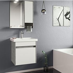 Orka ORKA5003340 Aydos Retro Gümüş 55 cm Banyo Dolabı Takımı