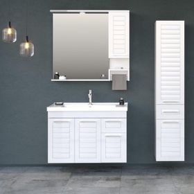 Orka Perge 100 cm Mdf Beyaz Banyo Dolabı