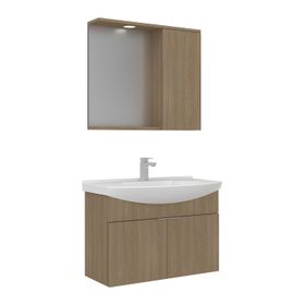 Orka Purus 80 cm Budva Spot Aynalı Kapaklı Aynalı Dolaplı Banyo Dolabı Takımı