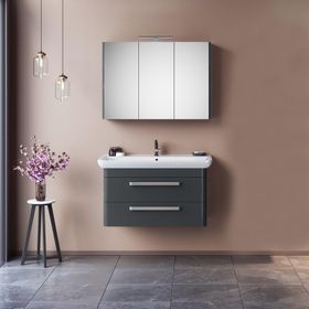 Orka Rose 100 cm Mdf Parlak Gri Banyo Dolabı