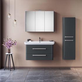 Orka Rose 100 cm Mdf Parlak Gri Banyo Dolabı