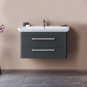 Orka Rose 100 cm Mdf Parlak Gri Banyo Dolabı