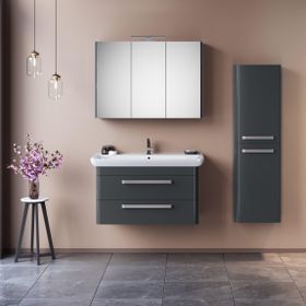 Orka Rose 100 cm Mdf Parlak Gri Banyo Dolabı