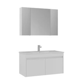 Orka Side 100 cm Beyaz Kapaklı Banyo Dolabı Takımı