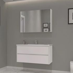 Orka Side 100 cm Mdf Cekmeceli Beyaz Banyo Dolabi Takımı