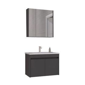 Orka Side 85 cm Mdf Kapaklı Antrasit Banyo Dolabı Takımı