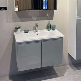 Orka Terme 80 cm Kapaklı Parlak Gri Banyo Dolabı