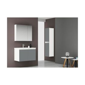 Orka Terme 80 cm Kapaklı Parlak Gri Banyo Dolabı