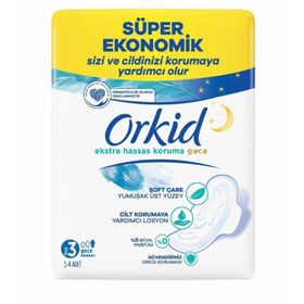 Orkid 14'lü Süper Ekonomik Ekstra Hassas Koruma 3 Boy Gece Hijyenik Ped