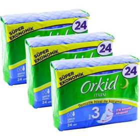 Orkid 3x24'lü Maxi Gece Süper Ekonomik Paket Hijyenik Ped