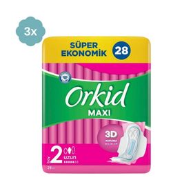 Orkid 3x28'li Maxi Uzun Süper Ekonomik Paket Hijyenik Ped