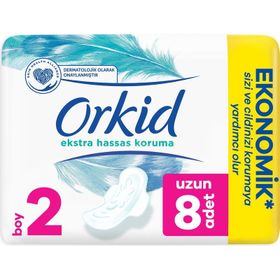 Orkid Extra Hassas Koruma Uzun 8'li Hijyenik Ped