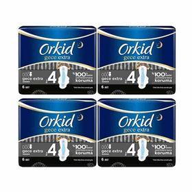 Orkid Gece Extra 4 Numara 6lı 4 Adet Hijyenik Ped
