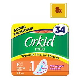 Orkid Maxi 1 Numara Normal 34lü 8 Adet Hijyenik Ped