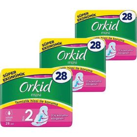 Orkid Maxi 2 Numara Uzun 3'lü 28 Adet Hijyenik Ped