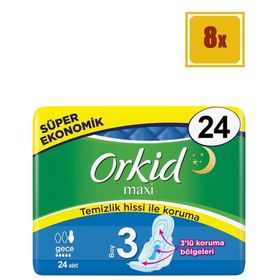 Orkid Maxi 3 Numara Gece 24lü 8 Adet Hijyenik Ped