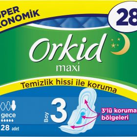 Orkid Maxi 3 Numara Gece 24lü Hijyenik Ped
