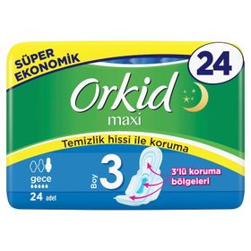 Orkid Maxi Hijyenik Gece Süper Ekonomik Paket 24 lü Ped