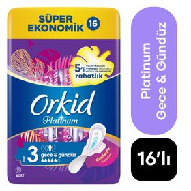 Orkid Platinum 16 Adet Süper Ekonomik 5'li Rahatlık Gündüz ve Gece Hijyenik Ped