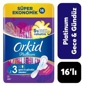 Orkid Platinum 16 Adet Süper Ekonomik 5'li Rahatlık Gündüz ve Gece Hijyenik Ped