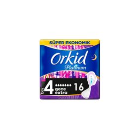 Orkid Platinum 16 Ped Hijyenik Ped Gece Extra Süper Ekonomik Paket