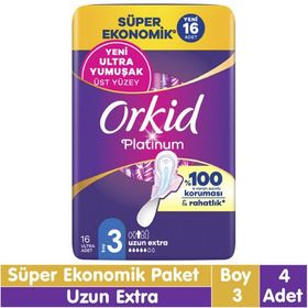 Orkid Platinum Ekstra Uzun Dörtlü Paket 16'lı Hijyenik Ped