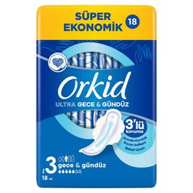 Orkid Ultra Ekstra Gece Süper Ekonomik Paket 18'li Hijyenik Ped