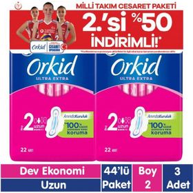 Orkid Ultra Extra Uzun 44x3 Adet Cesaret Paketi Hijyenik Ped