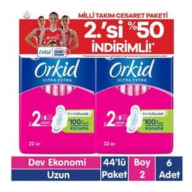 Orkid Ultra Extra Uzun 44x6 Adet Cesaret Paketi Hijyenik Ped