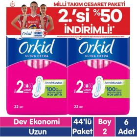 Orkid Ultra Extra Uzun 44x6 Adet Cesaret Paketi Hijyenik Ped