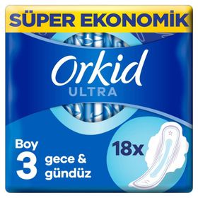 Orkid Ultra Gece Boy 3 Kanatlı 18 Adet Hijyenik Ped