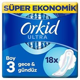 Orkid Ultra Gece Boy 3 Kanatlı 18 Adet Hijyenik Ped