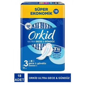 Orkid Ultra Gece Boy 3 Kanatlı 18 Adet Hijyenik Ped