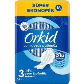Orkid Ultra Gece Boy 3 Kanatlı 18 Adet Hijyenik Ped